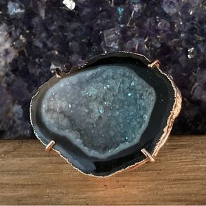 🗻💎🏔️🪨Quartz Crystal Rose Gold Adjustable Ring